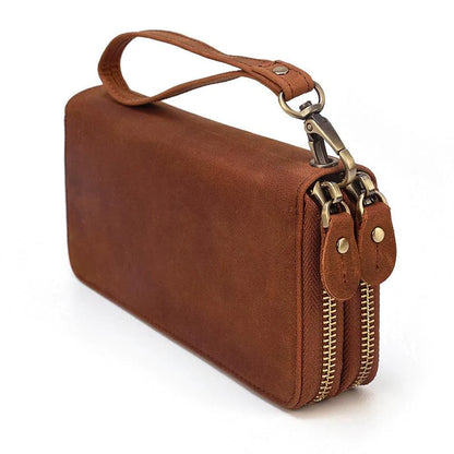 Men's Vintage Double Leather Clutch Bag