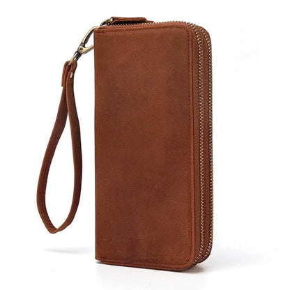 Men's Vintage Double Leather Clutch Bag