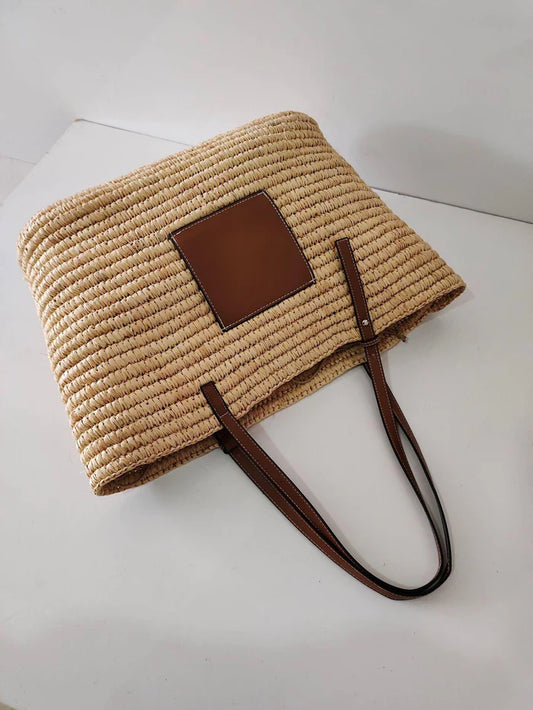 Hand-knitted Straw Woven Bag For Women's Fashion Bucket Beach